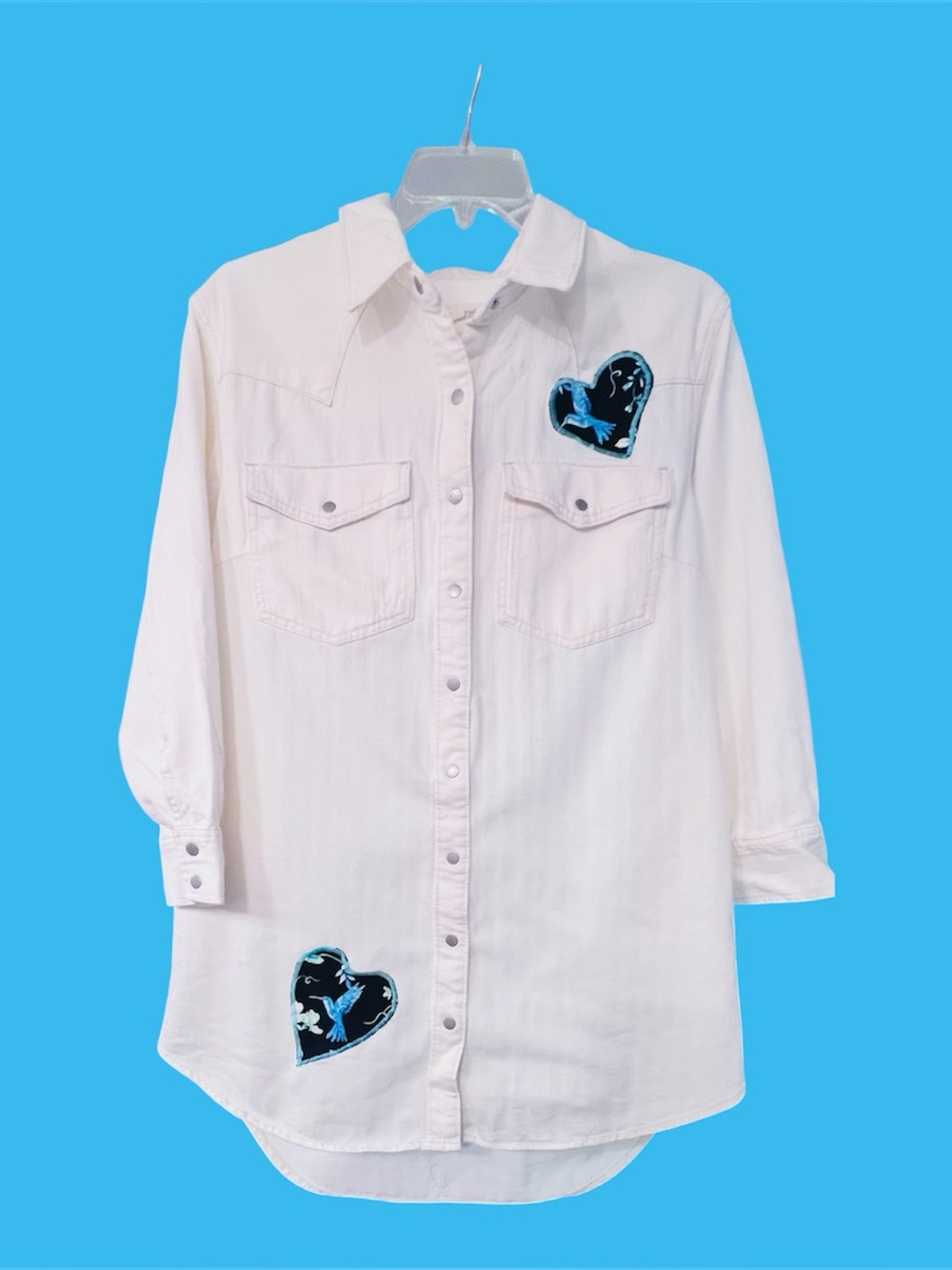 Aloha Refashioned Off White Hummingbird Shirt Dress or Shacket | NWT Medium - Picture 2 of 2